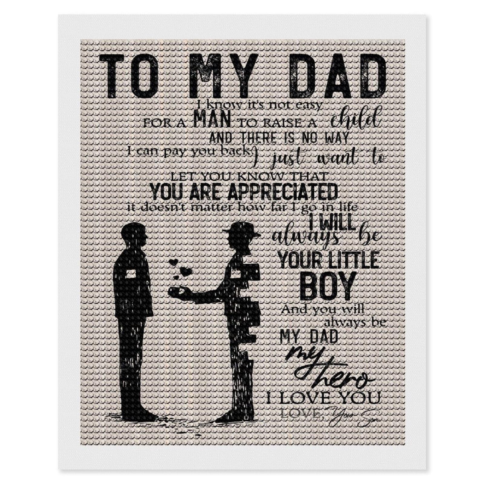 Junmoney to My Dad from Son Gift Diamond Painting Kit 16"x20", Easy Handmade Project, Cosy Home Accent, for Craft Lovers, Holiday Gift Idea