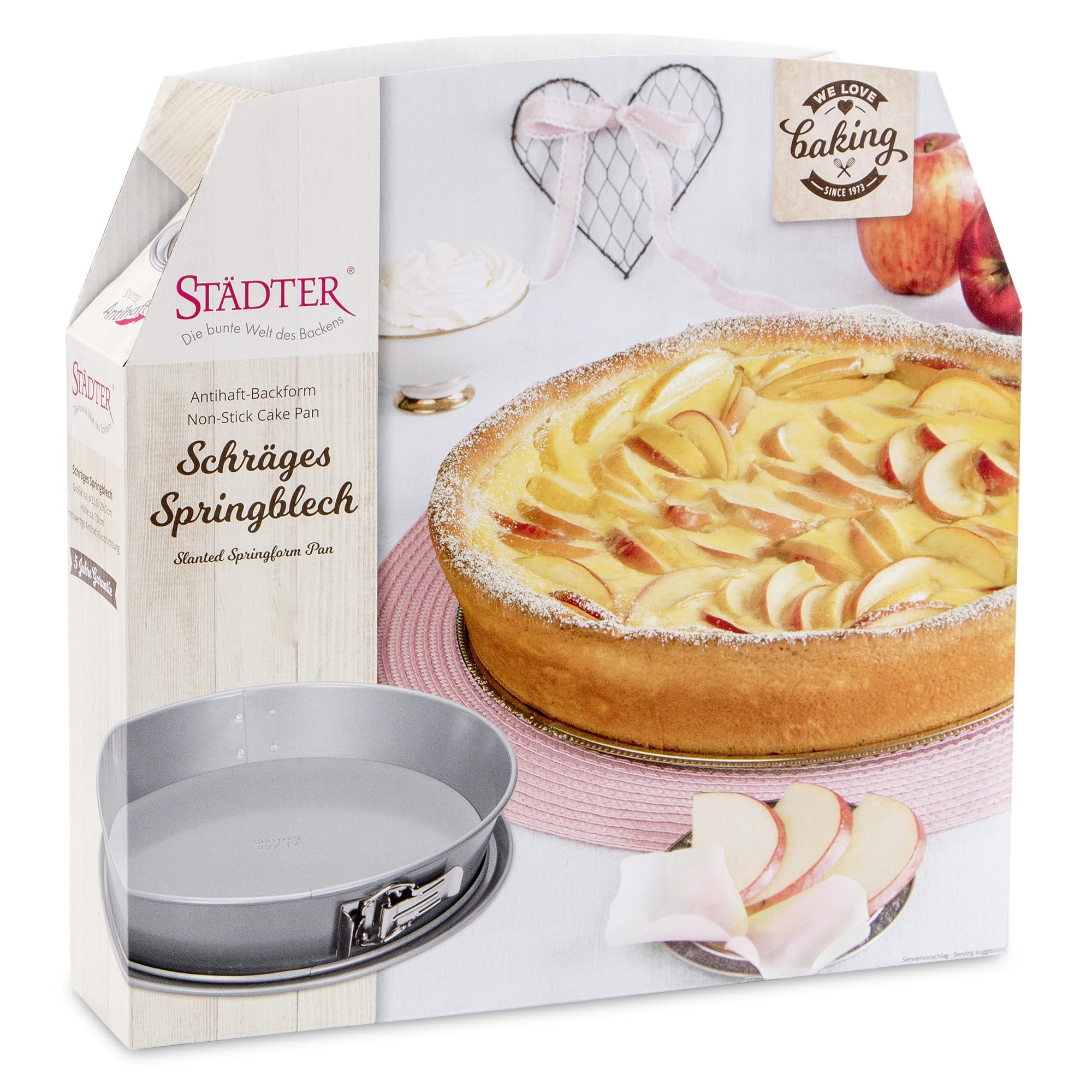 Städter We Love Baking Spring Forma Oblicuo 32 cm, Metal, Plata, diámetro 32/29 cm/H 7 cm