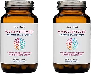 Synaptaid Advanced Brain Support Supplement to Assist Cognitive Function Vegan 60 Capsules (Twin Pack)