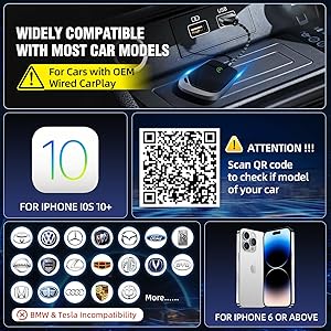 EZHAUS Wireless CarPlay Adapter, 2025 Upgraded Plug & Play Convert Wired to Wireless for iPhone, Low Latency Car Play Adapter Wired CarPlay to Wireless, Mini Car Play Dongle for iOS 10+(Black Gray)