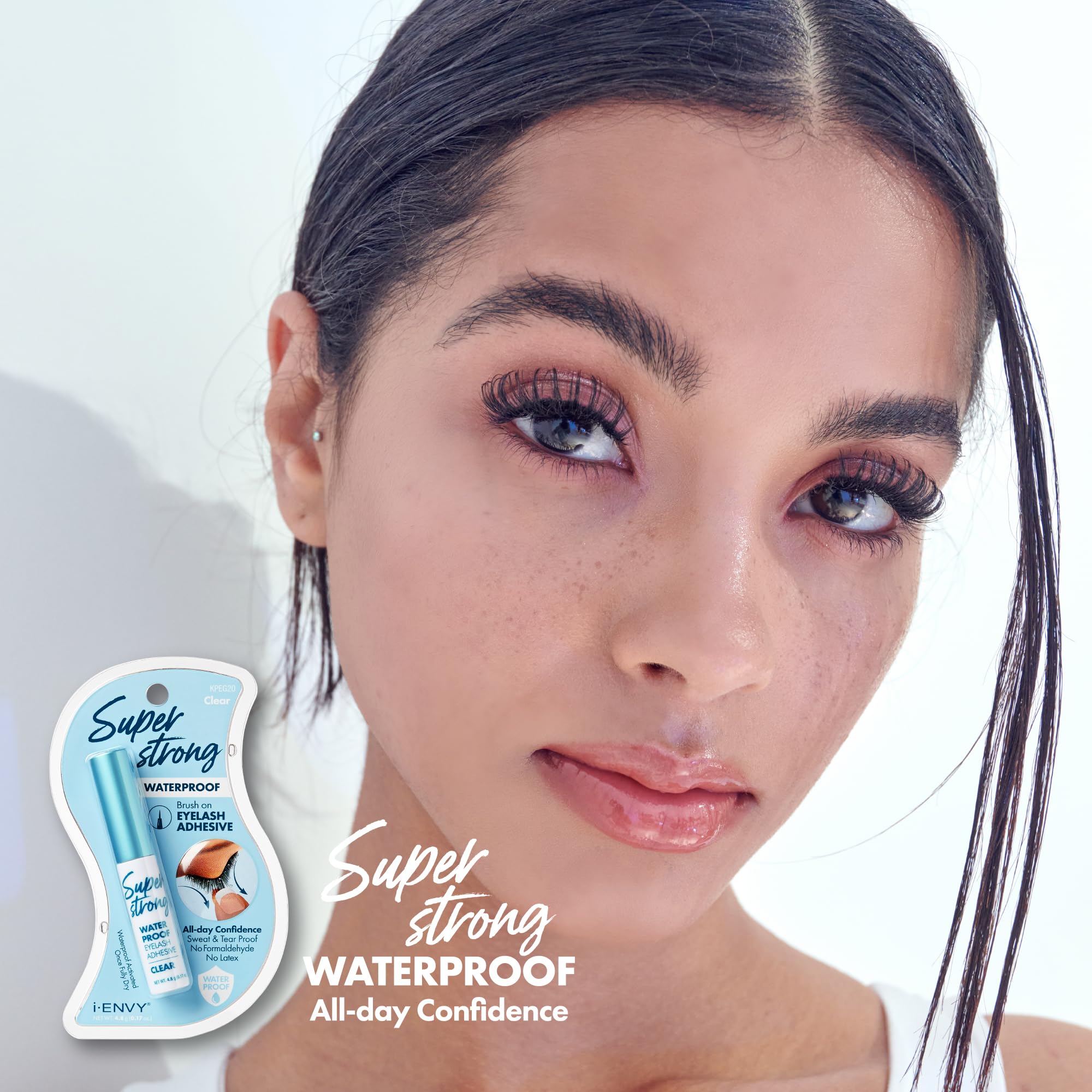 i-ENVY Super Strong Waterproof Clear Eyelash Adhesive, Long Lasting Sweat & Tear Proof Lash Glue for Eyelash Extensions, All Day Hold Durable Brush-On (Waterproof, 1 Pack (1 Count))