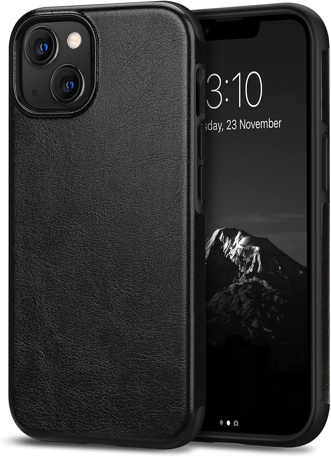 TENDLIN Compatible with iPhone 13 Mini Case Premium Leather TPU Hybrid Case Compatible for iPhone 13 Mini 5.4-inch Released in 2021 (Black)