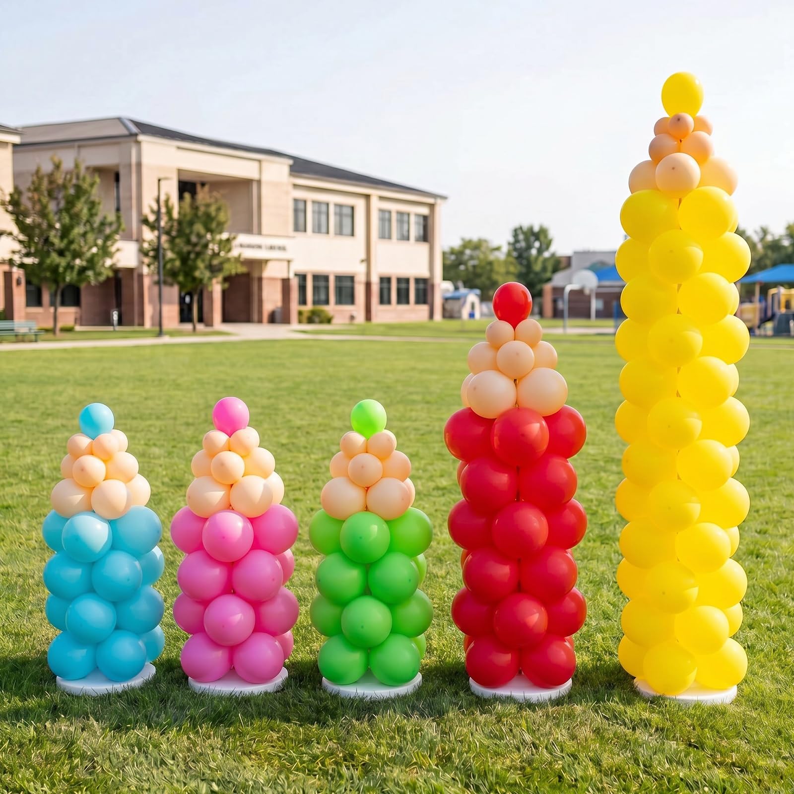 Capoda Set di 306 palloncini a forma di matita per il rientro a scuola, confezione da 5 pezzi, dimensioni regolabili, decorazione a torre in lattice per il primo giorno in classe, scuola, feste