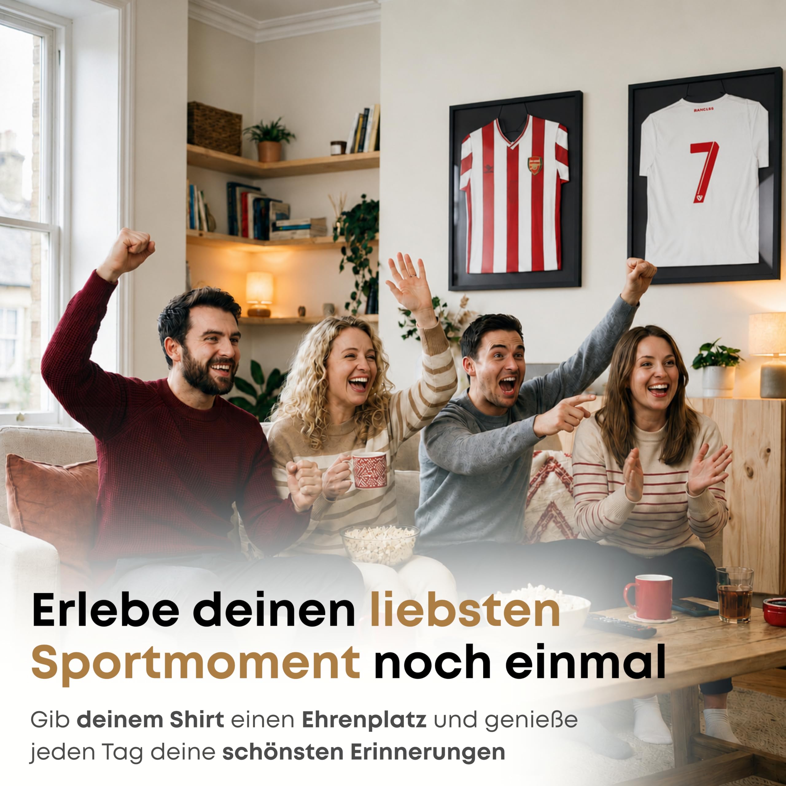 ACAZA Trikotrahmen 70 x 90cm XL Groß, 3D Bilderrahmen tief zum befüllen mit Fußball-, Eishockey-, Rugby-, NBA-trikot, mit Aufhänger, Holz und Acrylglas, Schwarz