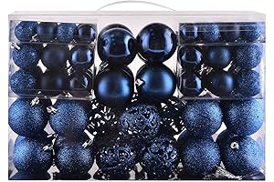 100ct Navy Blue Christmas Ornaments, Shatterproof Christmas Tree Decorations Set