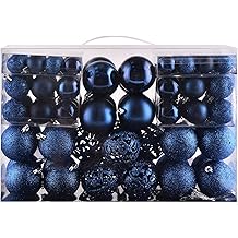 Christmas Balls Tree Ornaments Set, Shatterproof Xmas Decorations Set with Reusable Hand-held Gift Package for Holiday Indoor Tree Decor (100Pcs, Dark Blue)