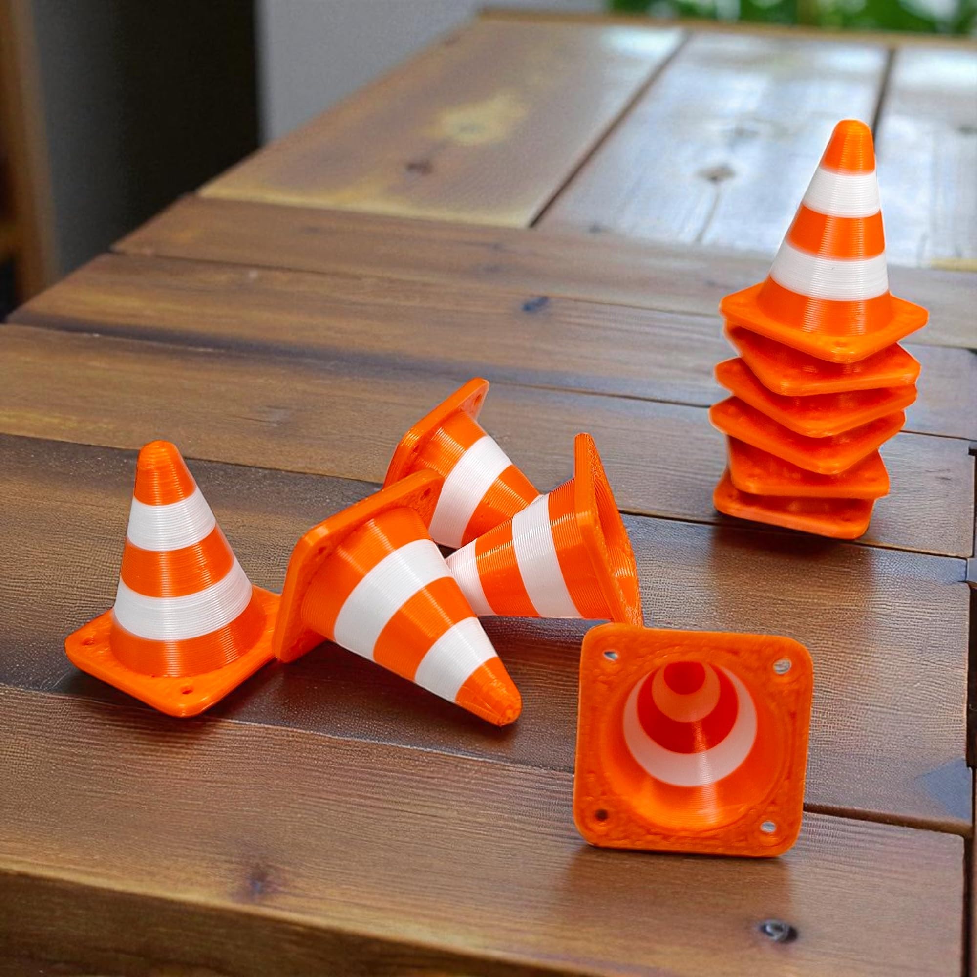 Miniature Traffic Cones, Orange with White Strips, Stackable, Pack of 10, Mini Size-image-13