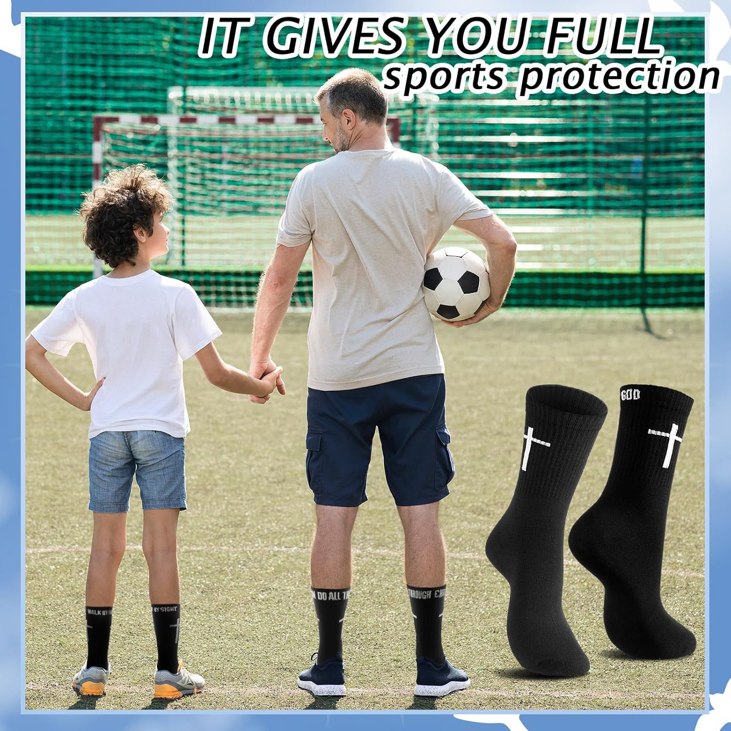 Christian Cross Socks Bulk Inspirational Religious Crew Socks with Bible Verse for Men Youth Catholic Saint God - Image 2