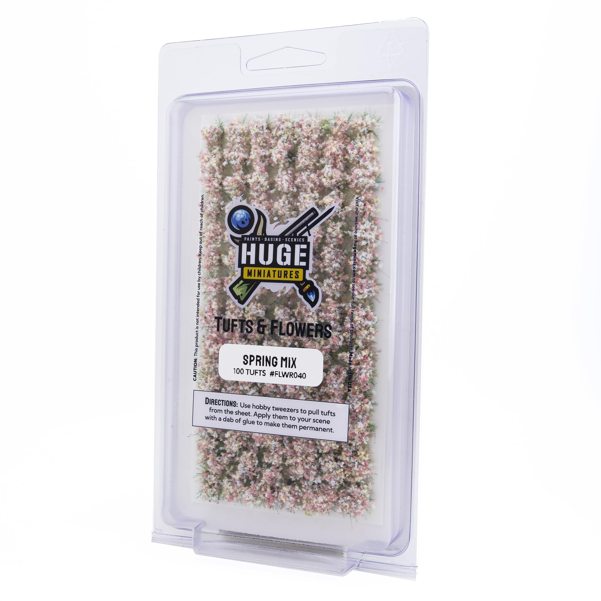 Huge Miniatures Flower Tufts, Spring Mix Static Grass Shrubs for Diorama and Model Bases by Huge Minis - 100 Self-Adhesive Flower Tufts