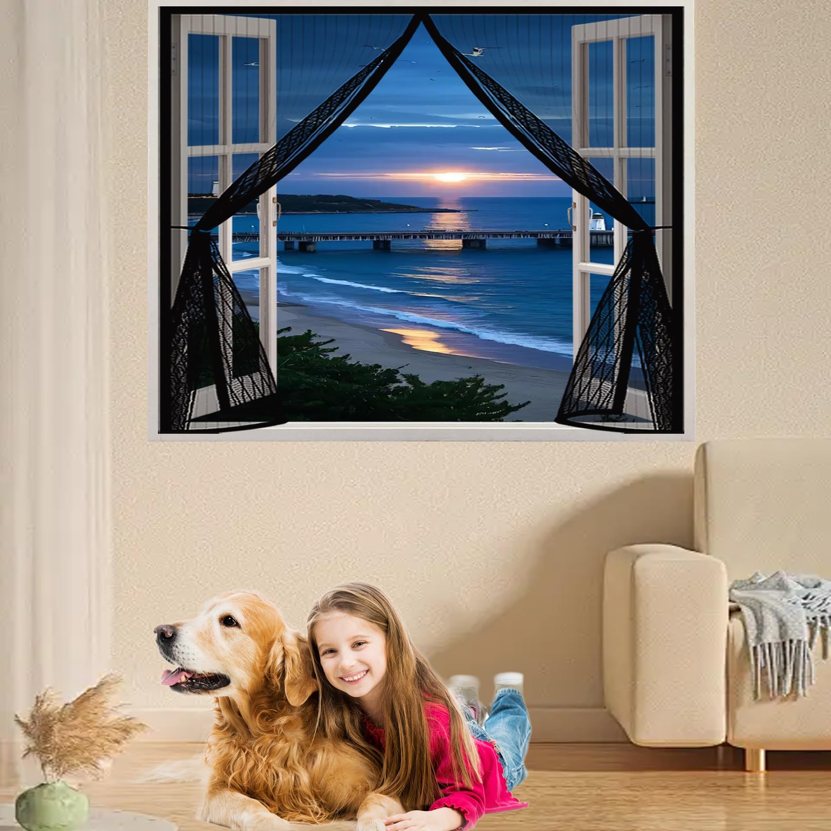 Moustiquaire magnétique 140x195 cm noire pour porte de balcon avec fermeture automatique