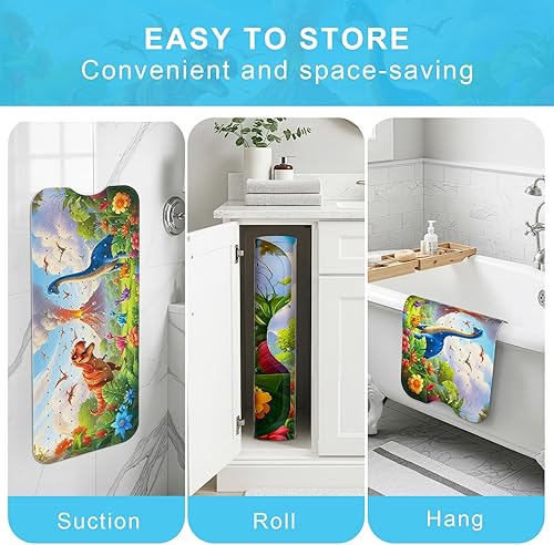 Miniatura 8 de Tapete de baño para bebé antideslizante para niños, tapete de baño antideslizante extra largo de 40 x 16 pulgadas, tapete de ducha ecológico para