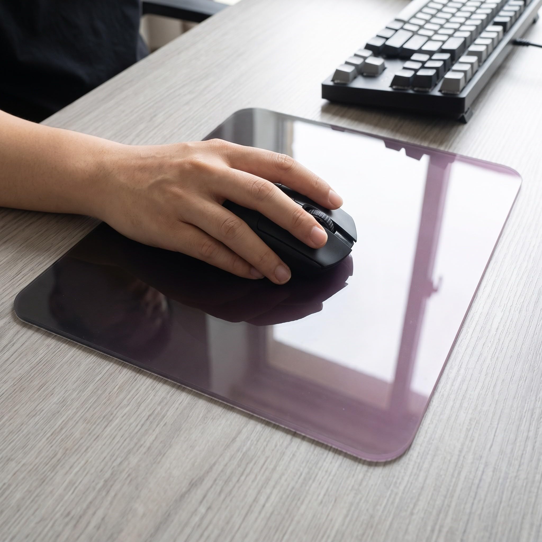 Zerodeko Tappetino per mouse in vetro con superficie rigida per il gaming,
