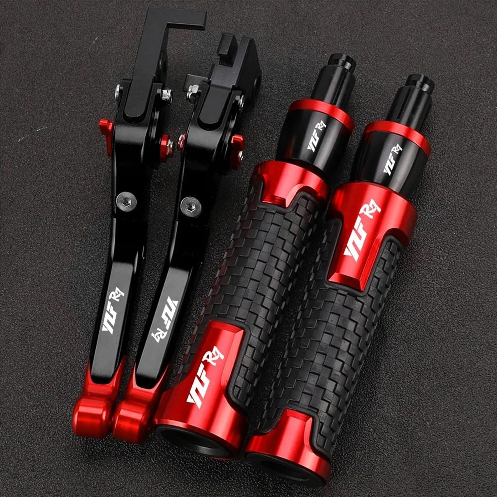 TGVSELPJ Motorcycle Part Folding Extendable Moto Adjustable Clutch Brake Levers Handbar Grips Ends for Y-AMAHA YZF-R7 YZFR7 2021-2024(Red 2)