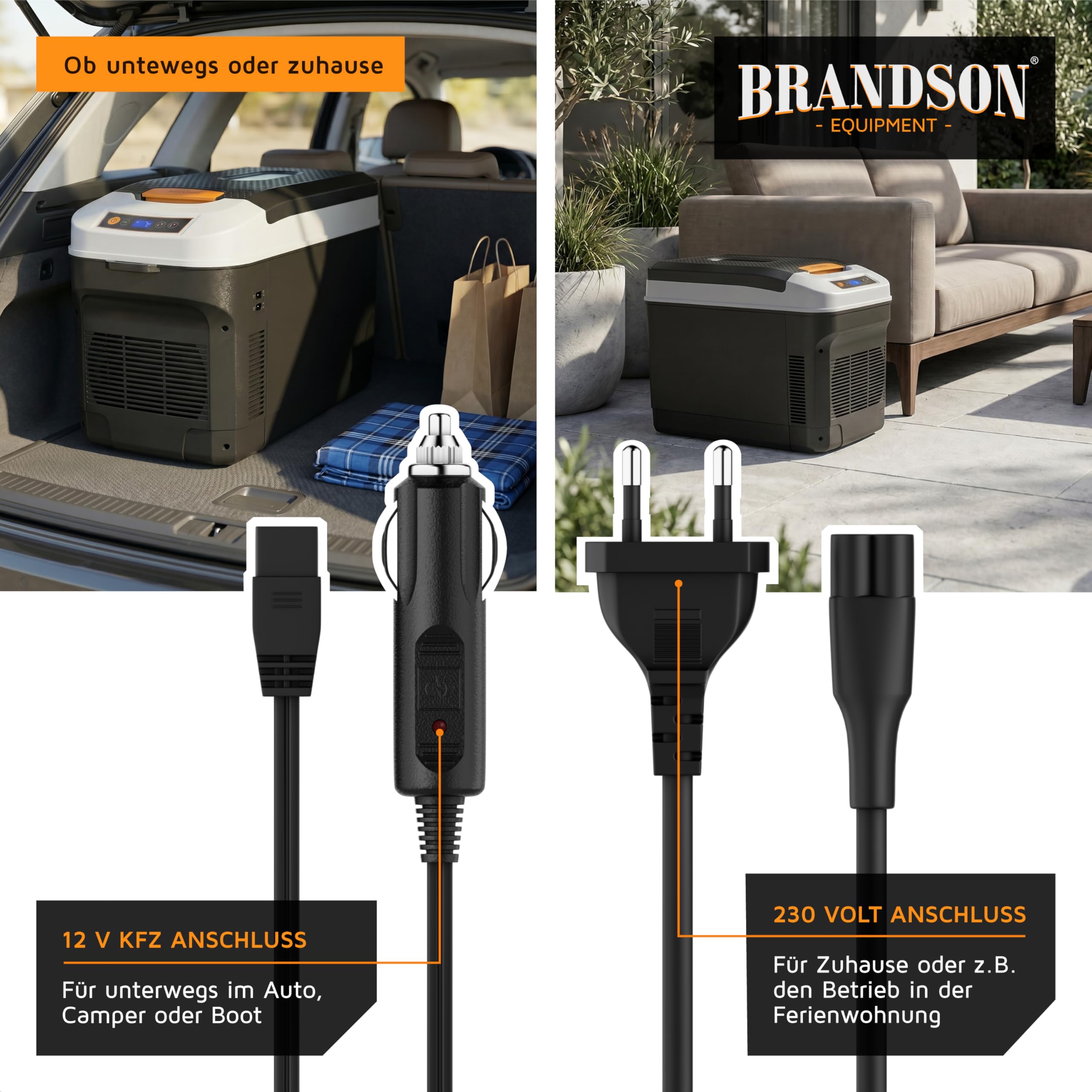 Brandson - Kühlbox 21L elektrisch – 230 V Netzspannung und 12 V KFZ Bordspannung – kühlt und wärmt – extra leiser ECO Modus – Herabkühlen ca 20°C unter der Umgebungstemperatur - Auto Wohnmobil Boot