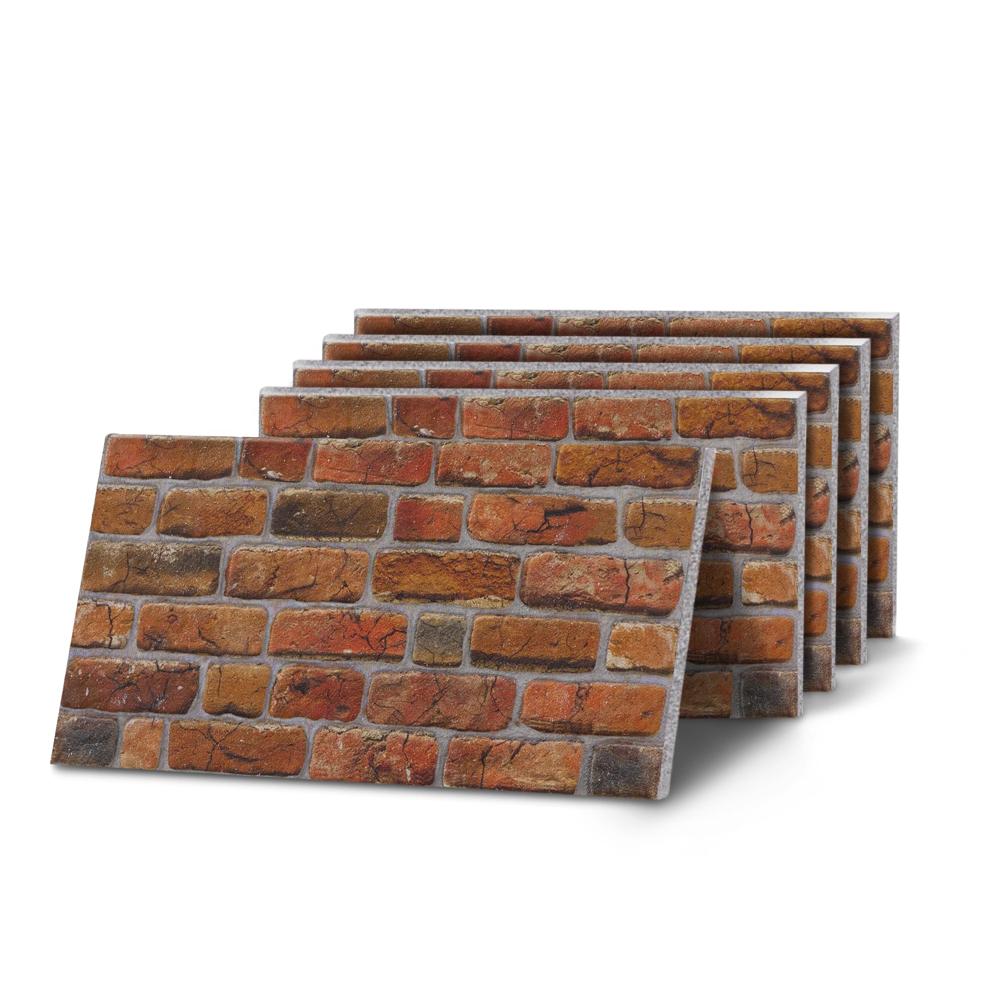 K&B Panels 3D Wall Panels, Rustic Brick Effect Styrofoam Wall Panelling Kit, Lightweight, Easy to Install, Dual Insulation to Reduce Acoustic Noise, Indoor & Outdoor (Rustic Aged Amber) (5 Panels)