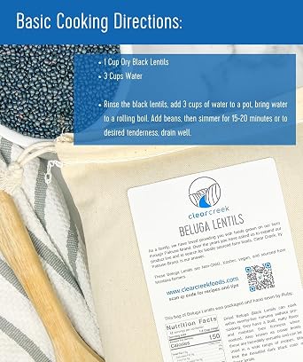 CLEAR CREEK Black Lentils | Caviar or Beluga Lentils | 25 lb Bucket | Non-GMO | Kosher | Vegan | Non-Irradiated