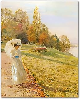 ZUKIY Woman by the Autumn Lake - 8x10 Unframed Autumn Lakeside Wall Art ...