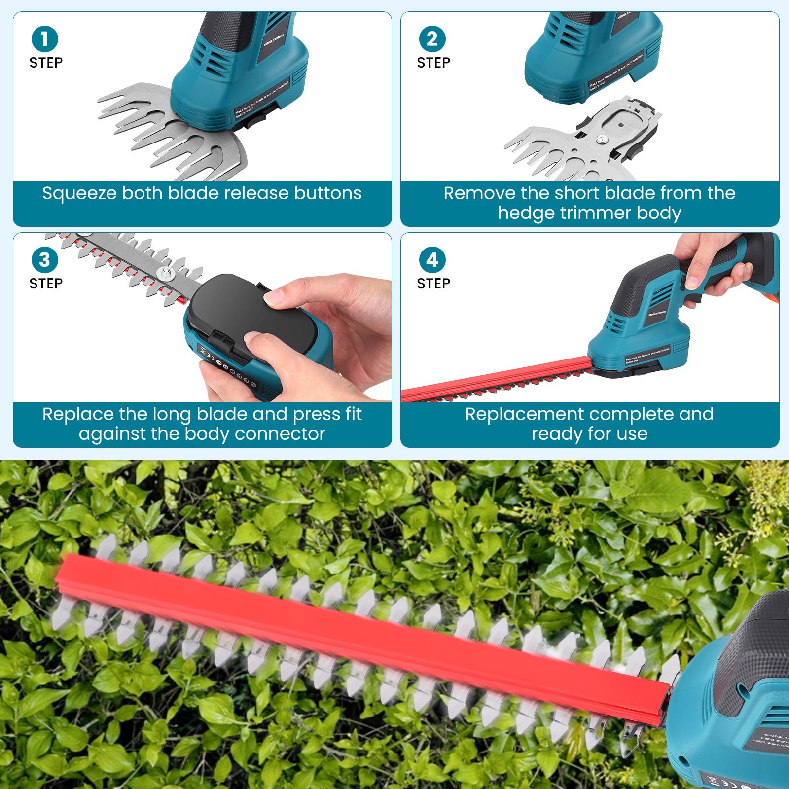 Arvona 2 in 1 Elektrische Heggenschaar - Accu Trimmer - Voor In De Tuin