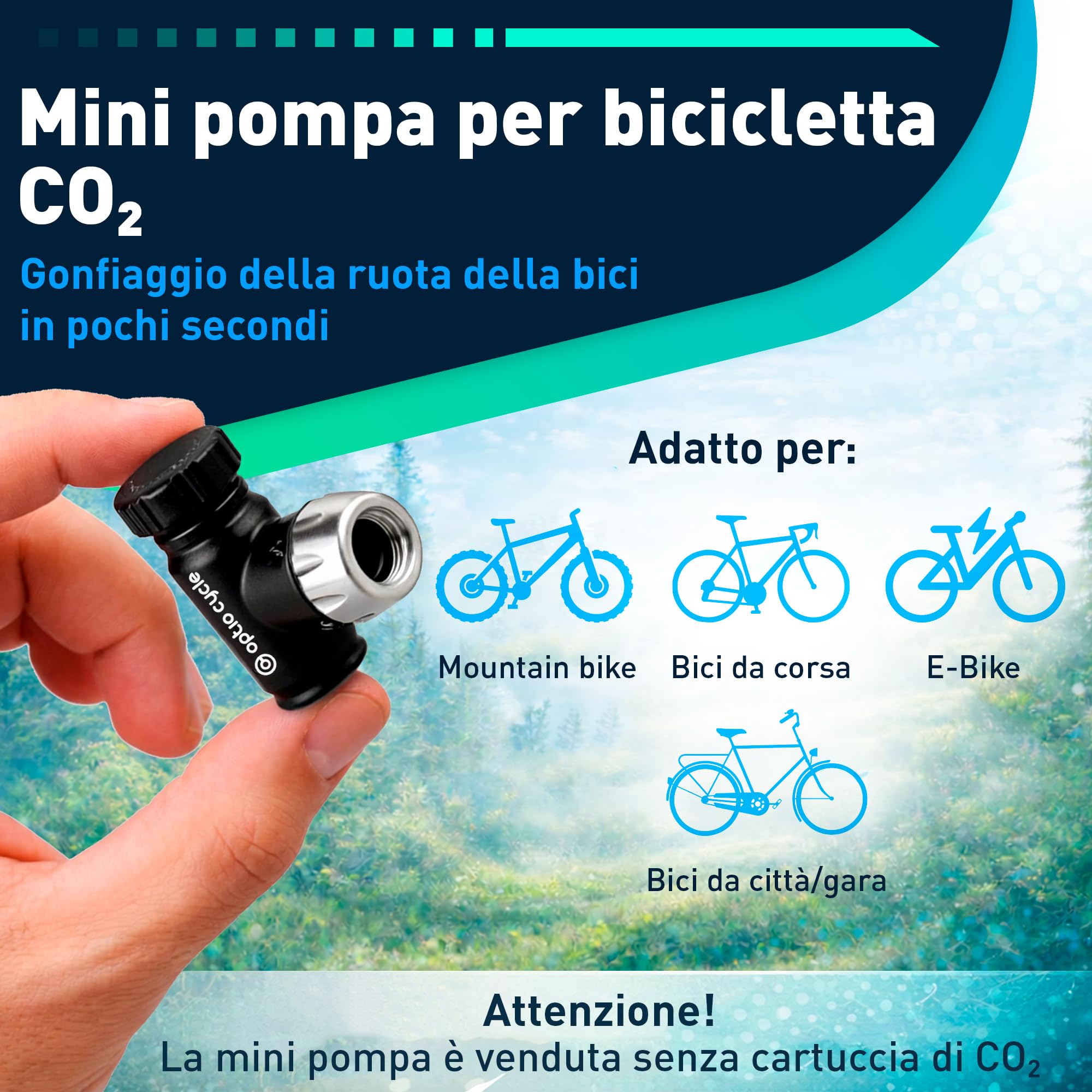 Pompa CO2 Bici – Gonfiatore CO2 per Bicicletta con Valvola di Controllo | Pompa Gonfiaggio Bici Compatibile Presta e Schrader | Regolatore CO2 Bicicletta | Rubinetto Bomboletta CO2 - 3