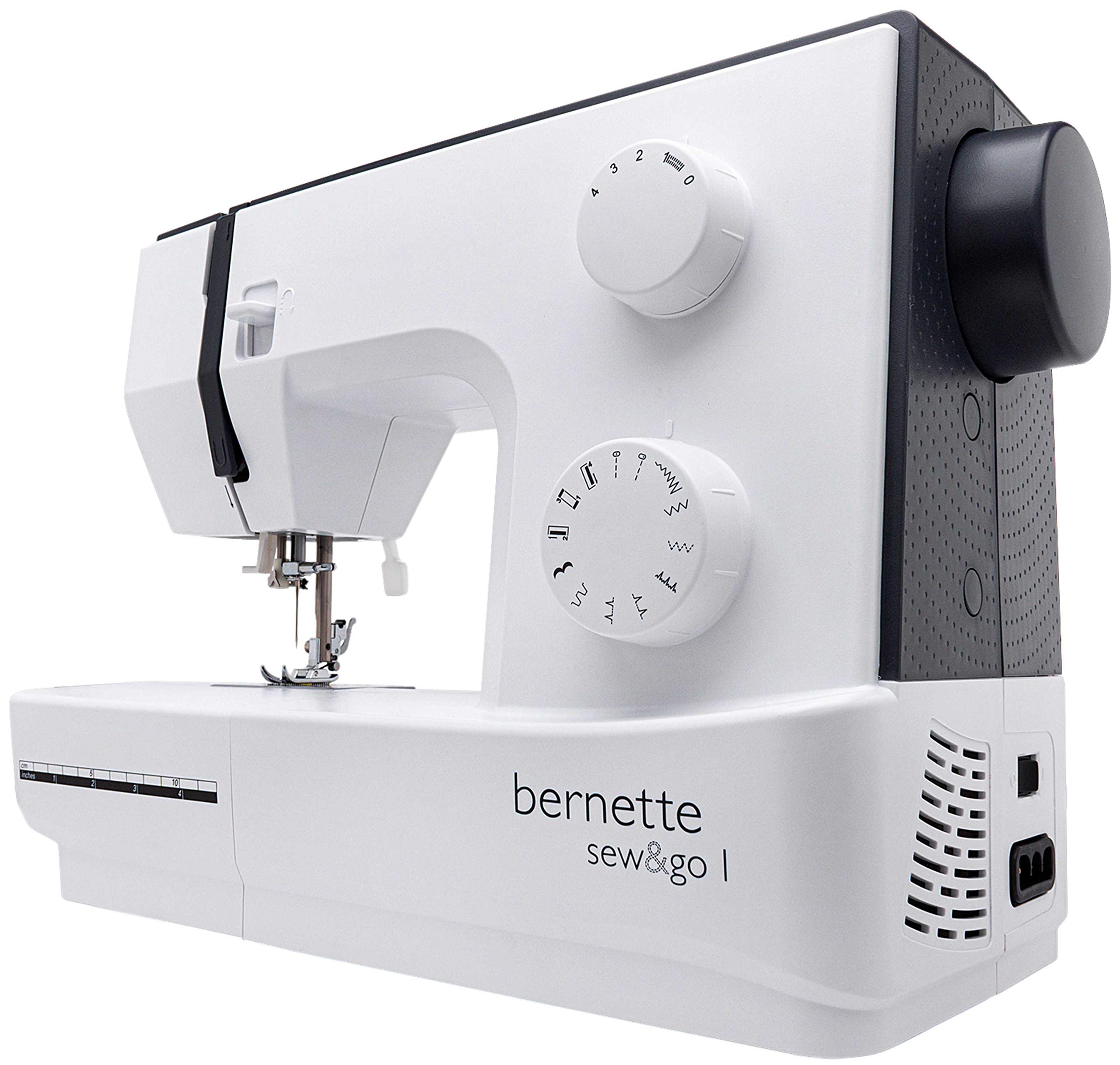 Bernette sew&go1 Electric Sewing Machine by BERNINA Switzerland | Automatic Zig-Zag | 10 Stitches & 30 Functions | 70W Motor | Metal Frame | Auto Needle Threader | With Accessory Kit | White & Black 1