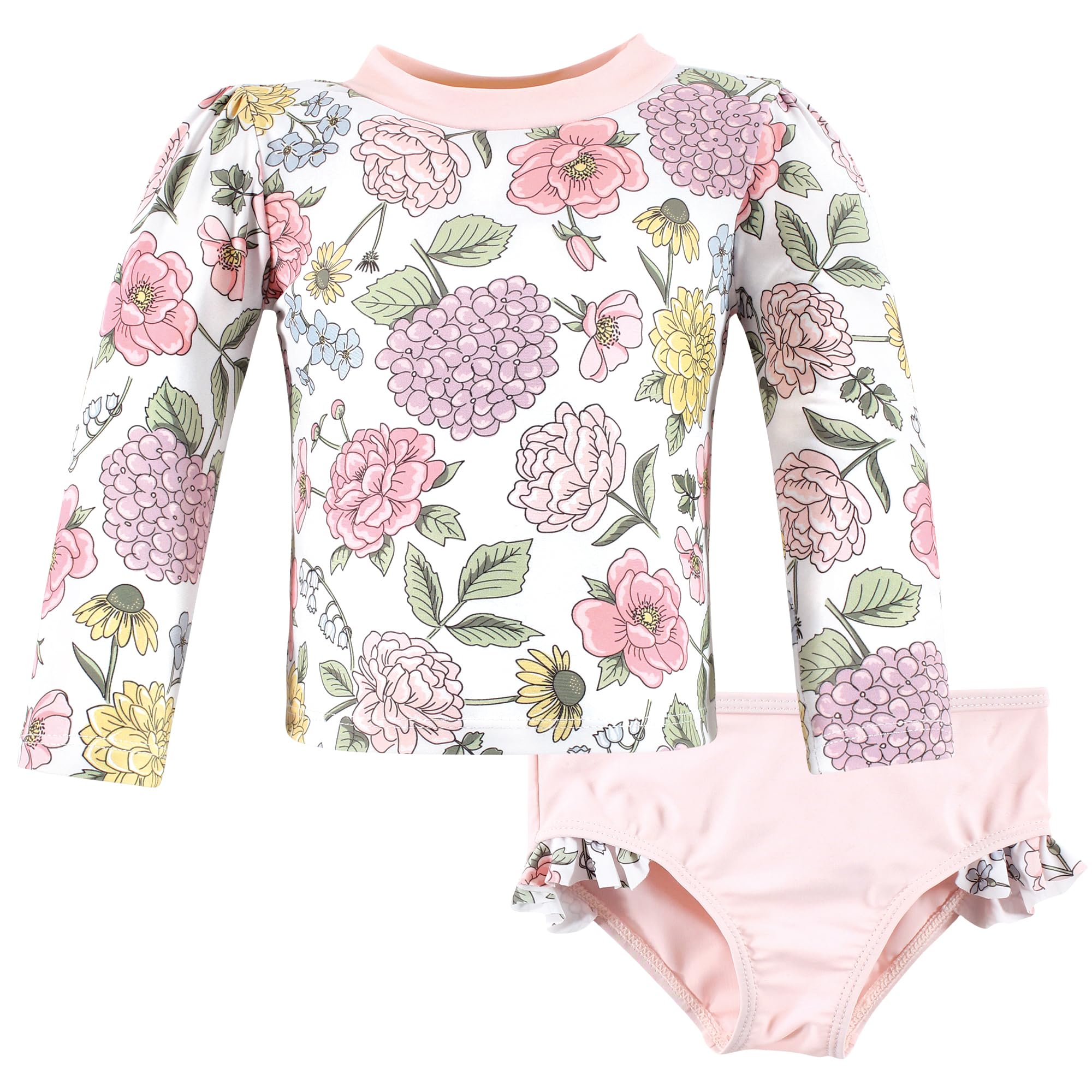 Hudson Baby Unisex Baby Swim Rashguard Set, Vintage Blossom, 3T