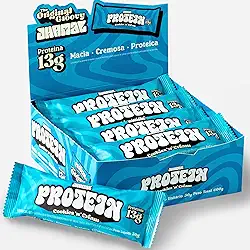JHAMAL Barra de Proteína Vegan Cookies n’ Cream - Cremosa, Rica em Proteínas, Saudável - Vegana - Sem Glúten, Sem Adição de Açúcar, Sem OGM - Caixa com 12 un, 600g