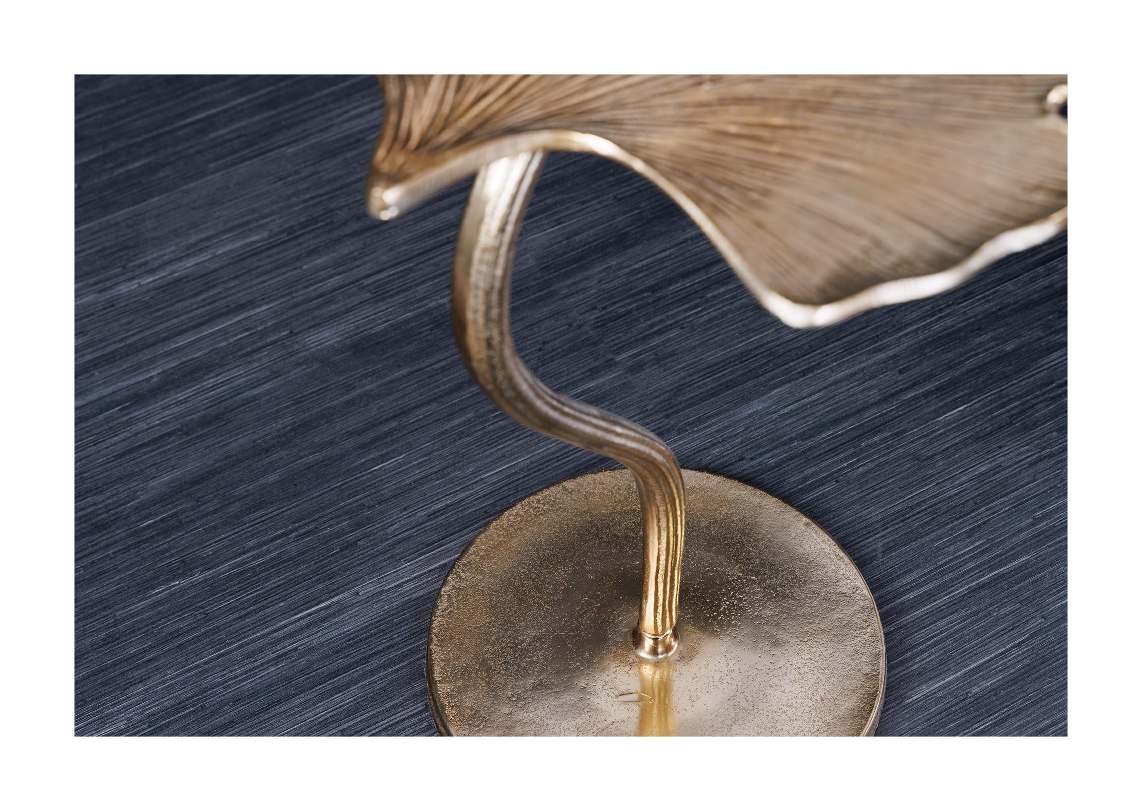 Ginkgo - Tavolino da caffè a forma di foglia, rotondo, in alluminio, stile barocco, altezza 53 cm