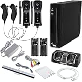 Nintendo Wii Console Bundle Black- With Wii Console Black&comma; 2 Remotes & 2 Nunchuks Fully Compatible&comma; Charging Dock&comma; 2 Rechargeable Batteries&comma; Motion Sensor Bar & Accessories &lpar;Renewed&rpar;