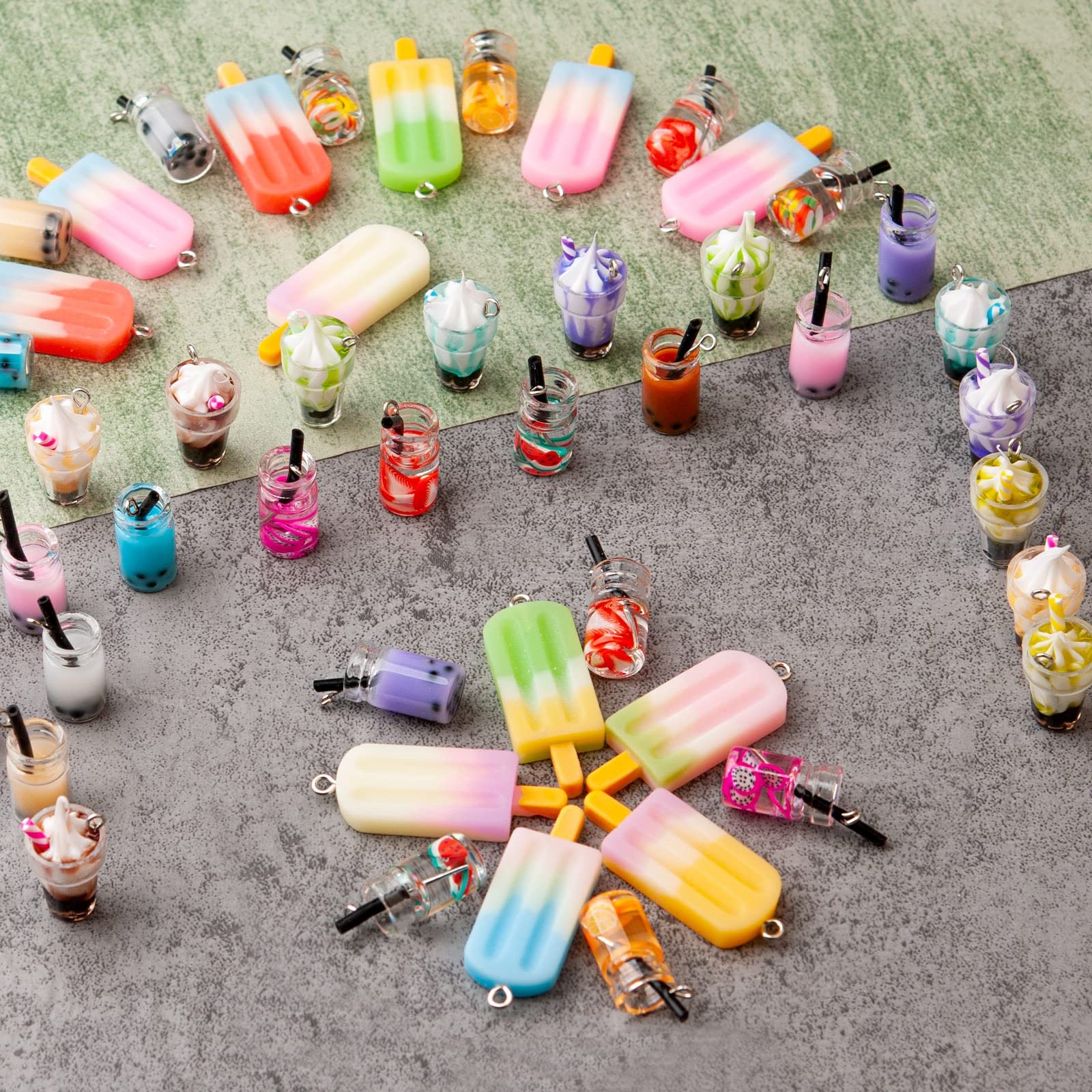 40 Bunte Fruchtgetränke-Anhänger Aus Acryl – Kreativ Werden Mit DIY-Schmuck