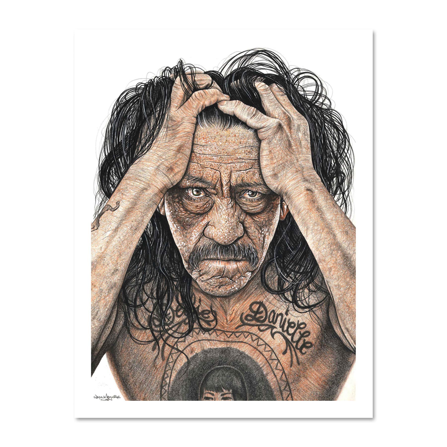 Wee Blue Coo Wayne Maguire Tattooed Danny Trejo Inked Ikon Large Framed Art Print Poster Wall Decor 18x24 inch