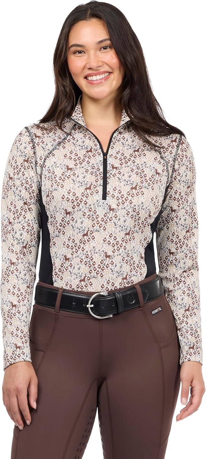 Kerrits Women's EquiBreeze Ice Fil Long Sleeve Horse Riding Shirt – Light Cooling Equestrian Summer Top, UPF30 Sun Protection