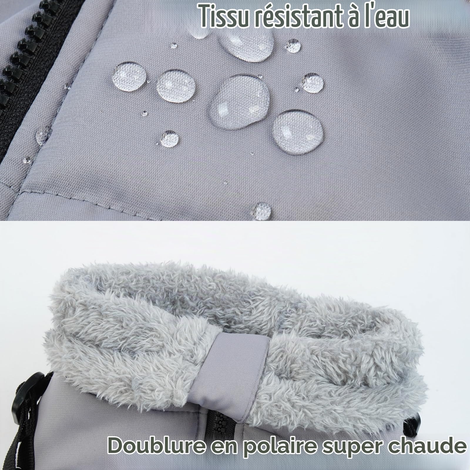 Manteaux avec Harnais d'hiver pour Chiens, Manteau Chaud Doudoune Imperméable Chien Chaud et Imperméable Gilet Chien Hiver pour Petit Moyen Chiens(Gris, XL)