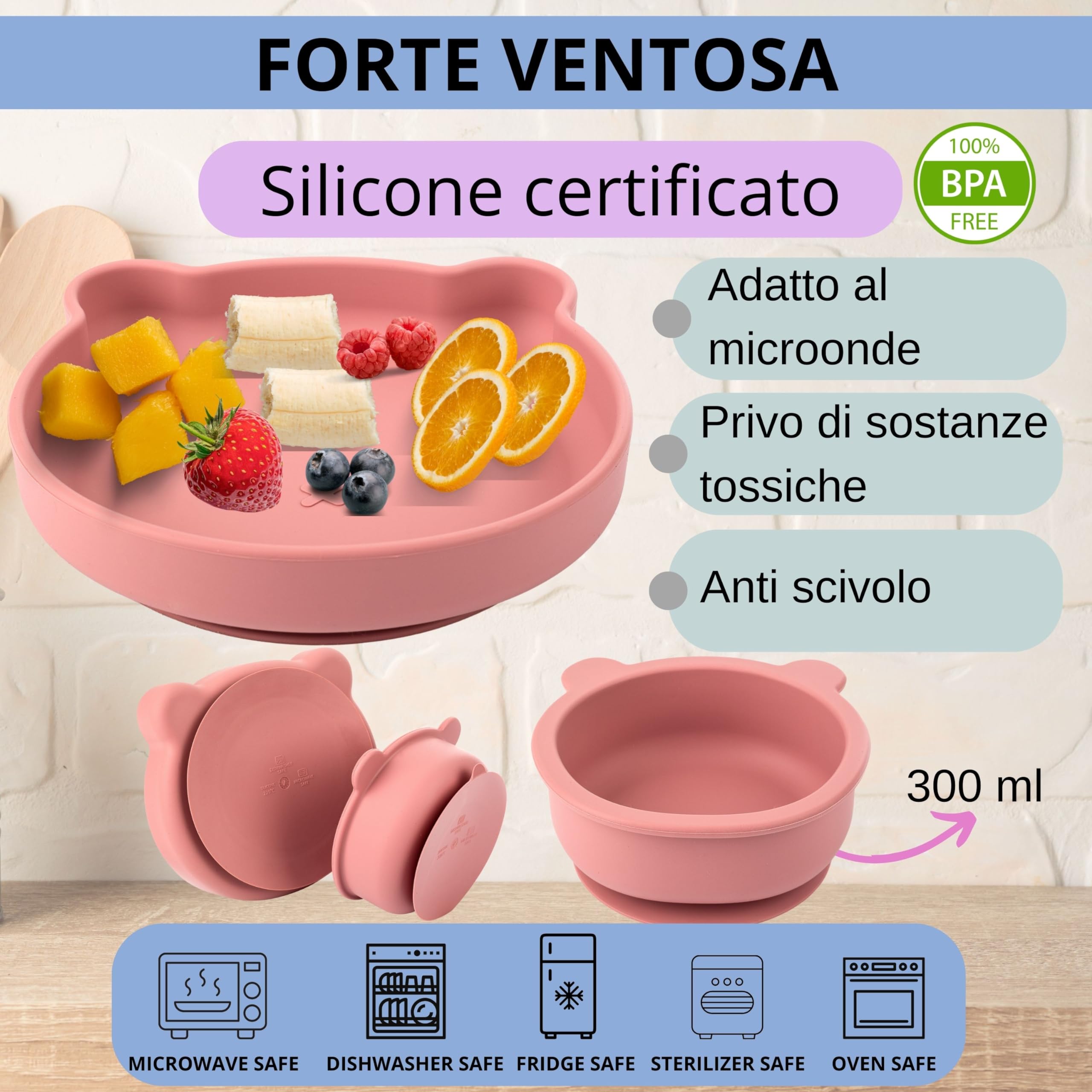 HappyDoo | Set Pappa Svezzamento | 12 Pezzi | Piatto Svezzamento con Ventosa | Citola | Bavaglini | Posate per Bambini | Bicchiere |Regalo Ciuccio Frutta |Set Pappa senza BPA | In Confezione Regalo
