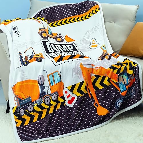 Manta de franela para camión, manta suave y mullida para vehículos de construcción, para cama, sofá, decoración de sofá, 50 x 60 pulgadas, apta para