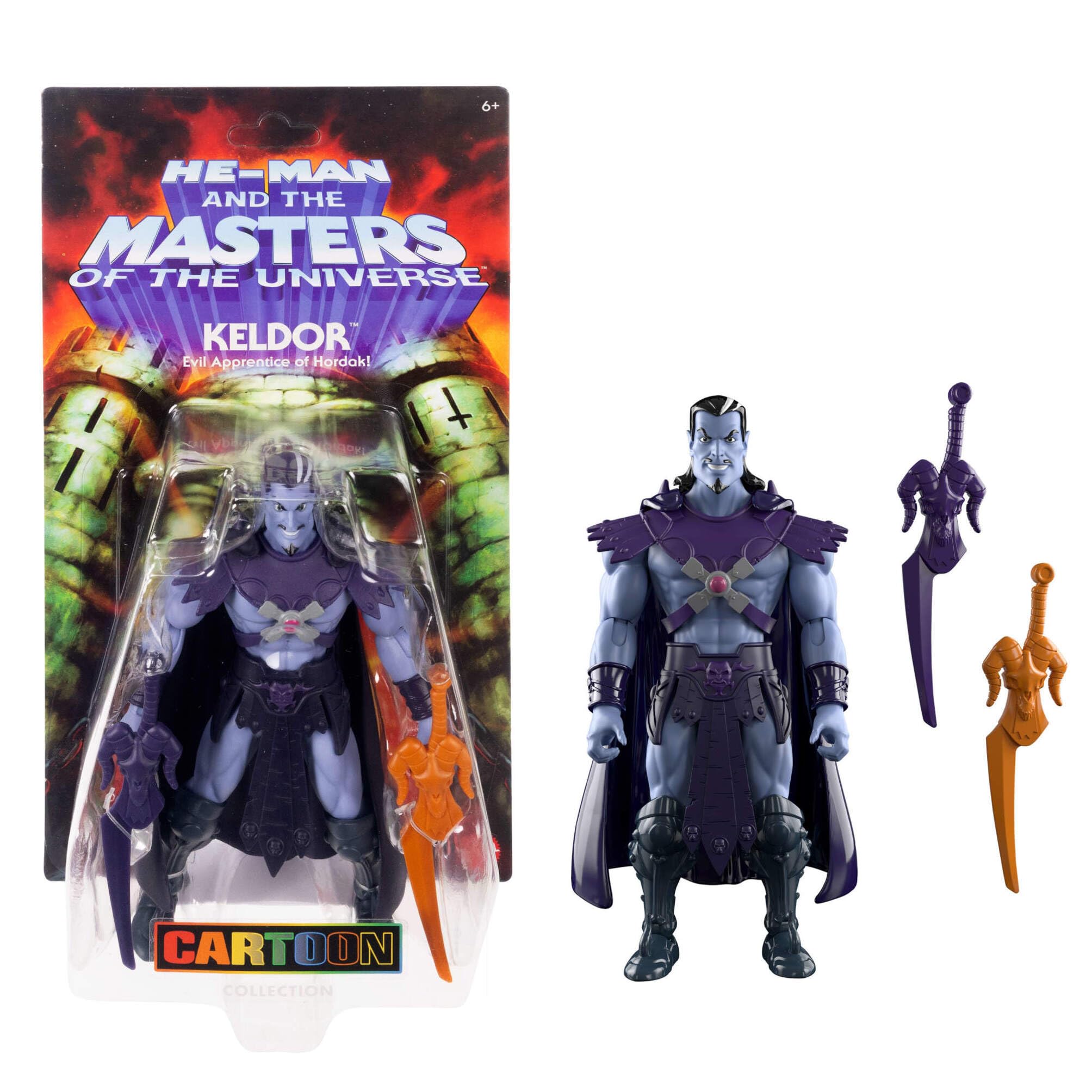 ​​Masters of the Universe Origins Action Figure 200X Cartoon Collection Keldor, 5.5 Inch 1980s MOTU, Detailed Design, Removable Cape, 2 Swords​​​​, JHK03
