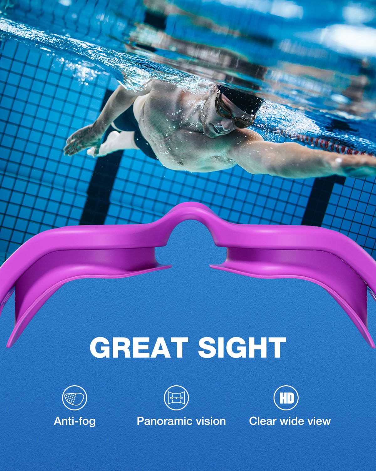 ZIONOR G1 Lunettes de natation polarisées pour adulte homme et femme