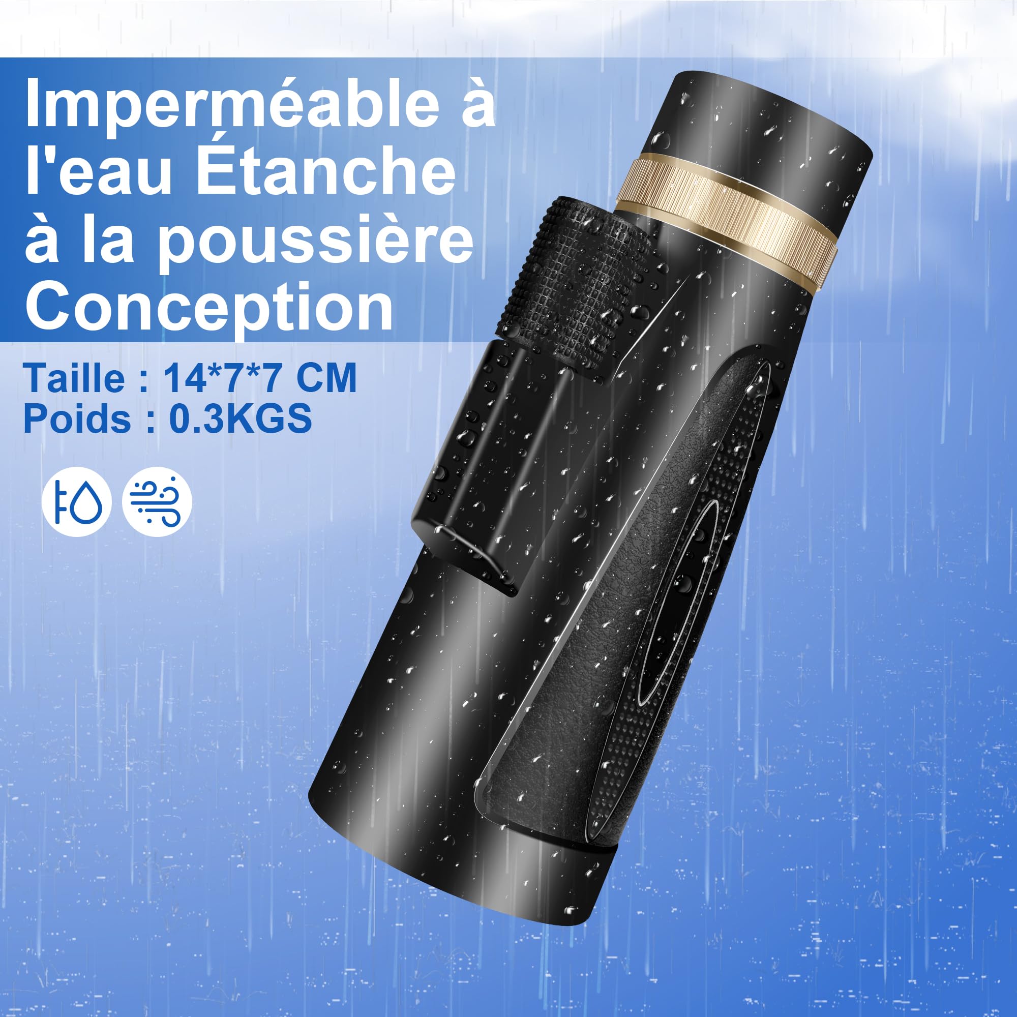 Telescope Monoculaire 30X60 Télescope Monoculaires Longue vue tir sportif Puissante Telescope Monocular avec Trepied Compact Professionnel Zoom Optique pour Smartphone Adultes Observation des oiseaux