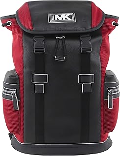 Men's Cooper Leather and Mesh Pocket Backpack In Race Red Black, Style 37U0MCOB6L.