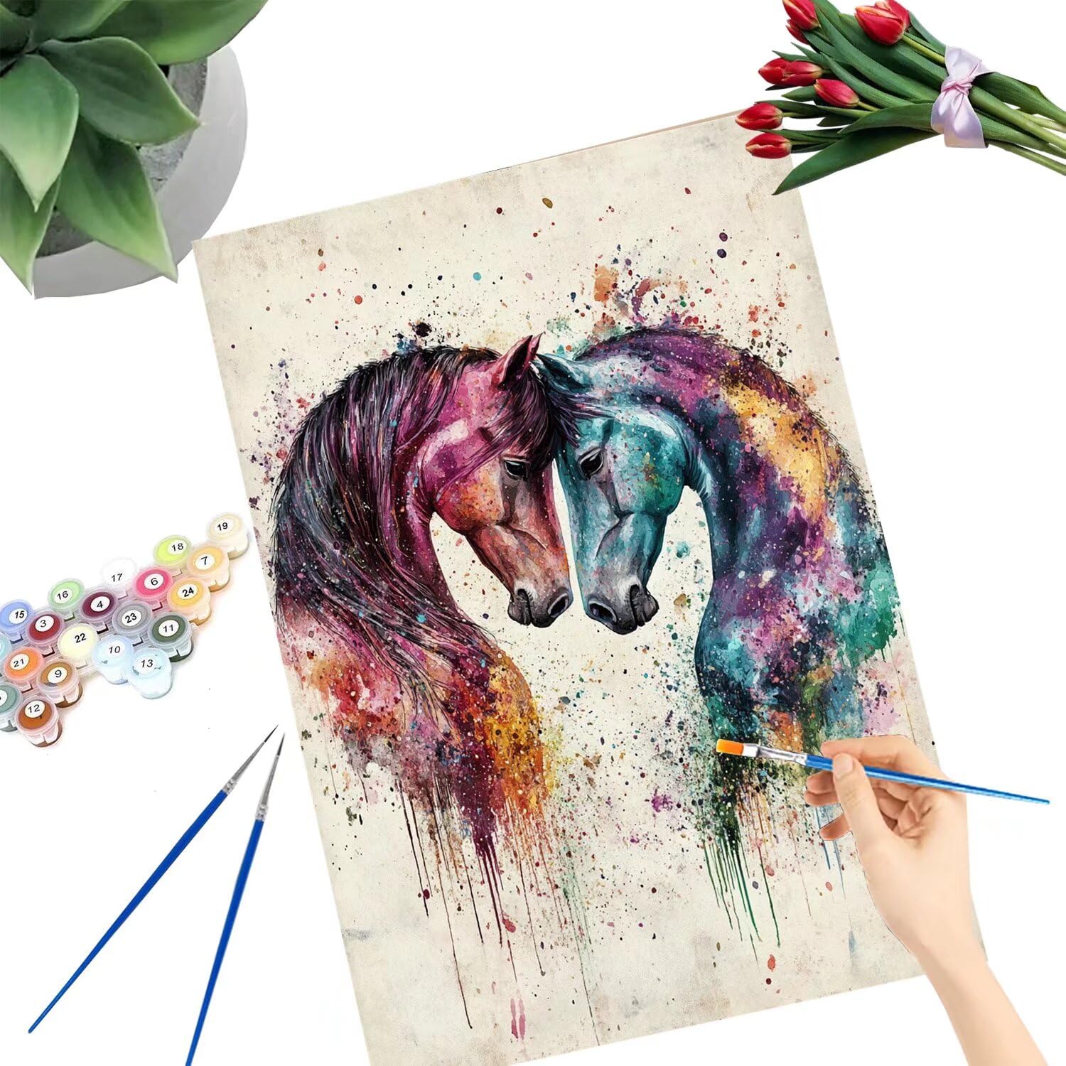 Pintar por Numeros Adultos pintar por numeros niños manualidades niños 10 años, DIY Pintar por Números de Pincel y Pintura acrílica Decoraciones para el Hogar Manualidades, sin Marco 60x80cm C-220