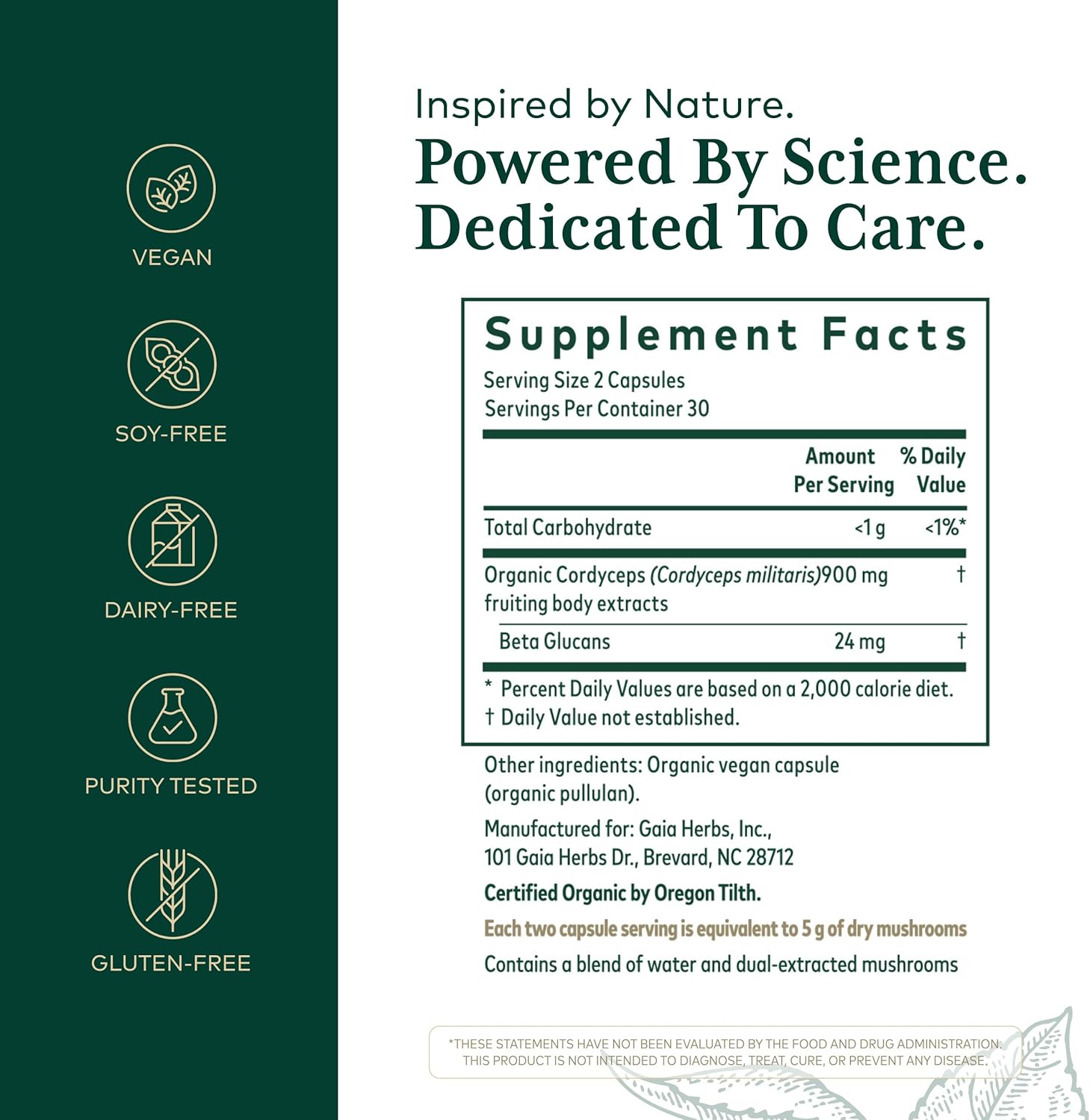 GAIA HERBS PRO Cordyceps Mushroom - 60 Caps