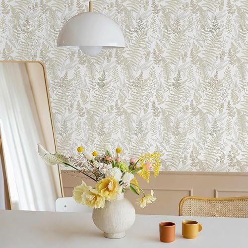 Miniatura 2 de Aniboo Papel tapiz de hojas para despegar y pegar, papel de contacto con hojas para armarios, papel tapiz extraíble, autoadhesivo, papel tapiz de