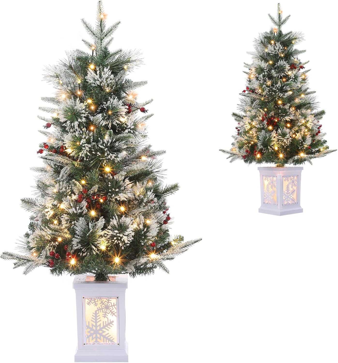 3FT Prelit Artificial Christmas Tree with Lights, 3 Foot Artificial Christmas Tree, 78 LED Prelit Christmas Tree, Easy Assembly, Winter Holiday Decor, 2pcs