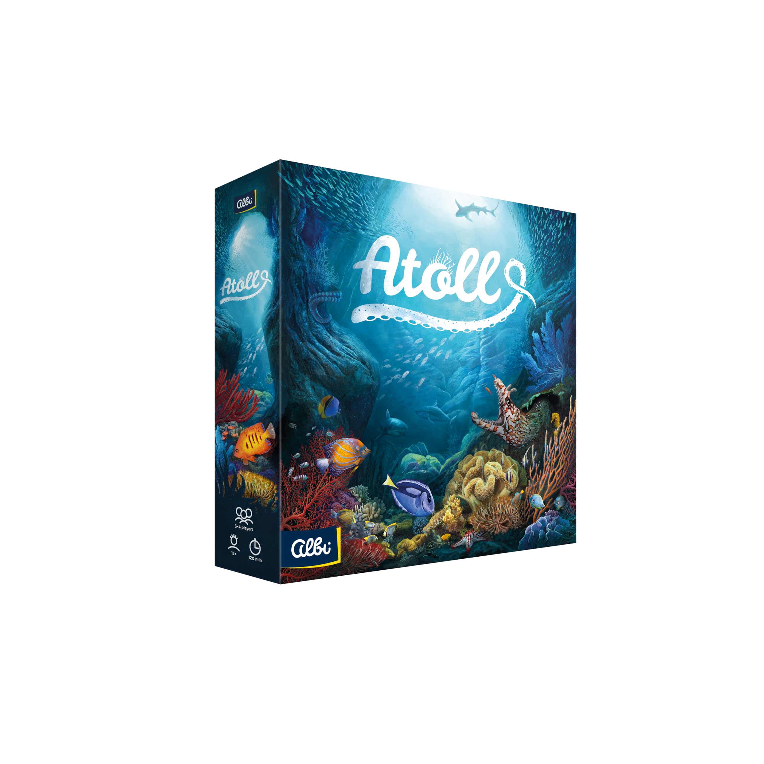 ALBI Atoll, in Englisch - Familienstrategie-Brettspiel zur Schaffung eines Korallenriff-Ökosystems für 2-4 Spieler, ab 12 Jahren, Blau