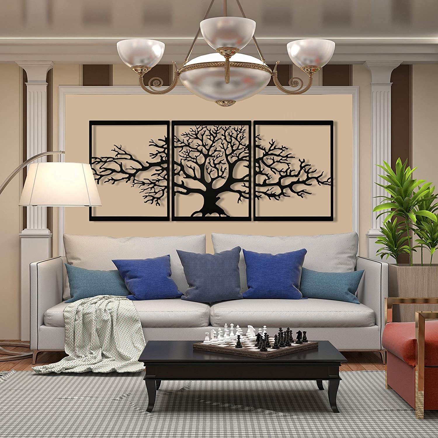 dv decovieno Arbre De Vie Decoration Murale Metal, Decoration Maison, Salon, Chambre, 48x117cm