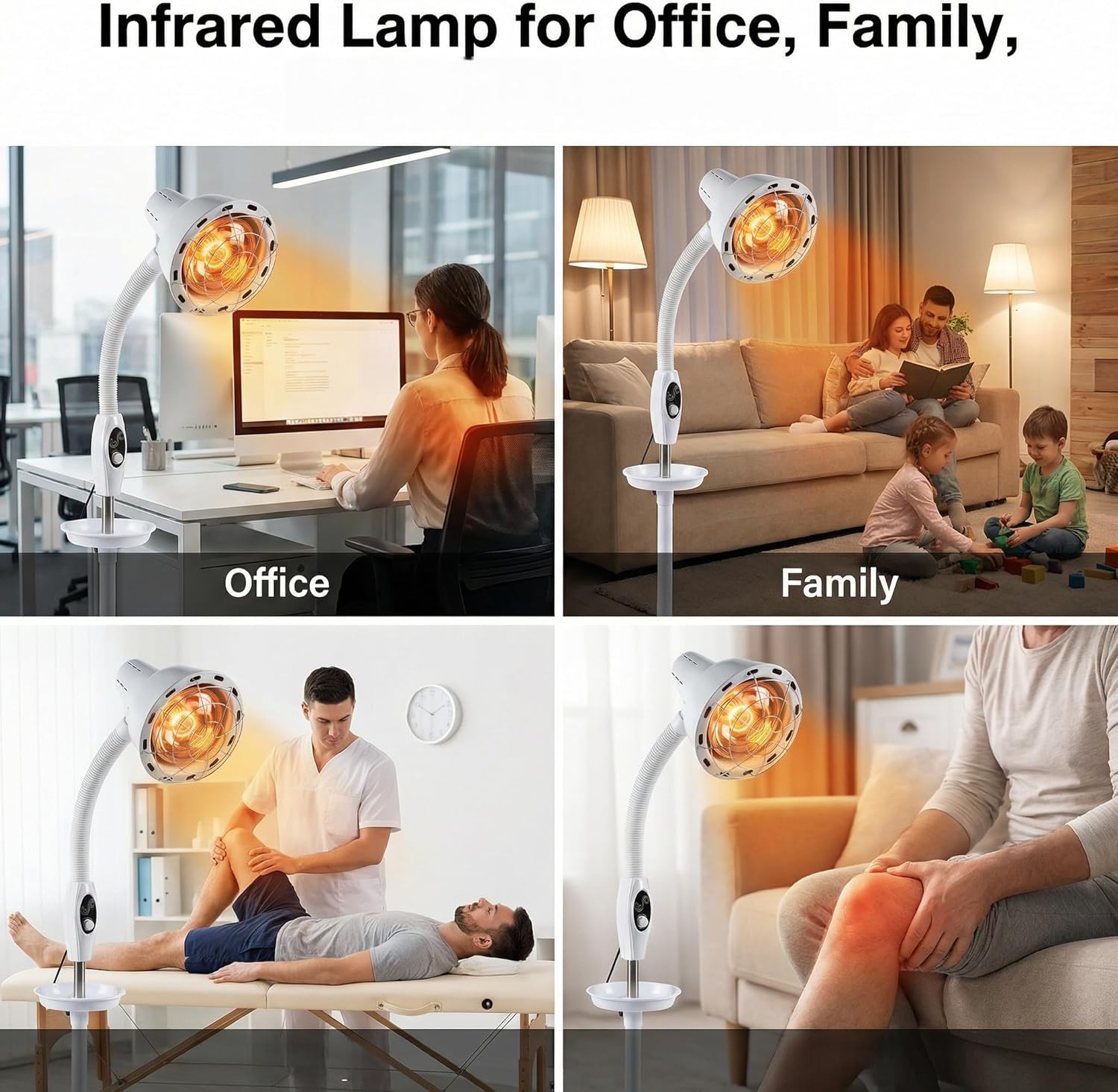 Infrared Heat Lamp, 275W Red Light Therapy Lamp - Near Infrared Heat Lamp with Adjustable Stand, Neck Shoulder Back Muscle Relaxation, Home Use