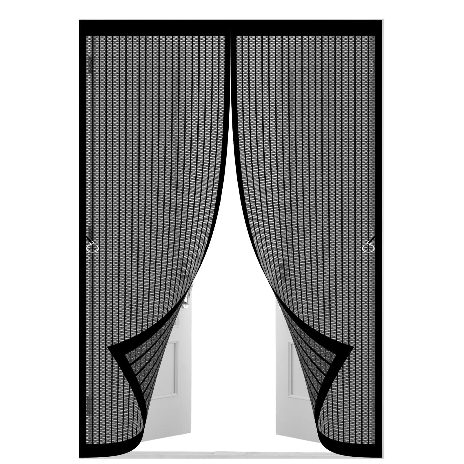 Baiyunfc Black Magnetic Door Screen 86 X 200 Cm Fly Screen Door Keep Fresh Air In Hands Free Automatically Closes Mesh Curtains For Bedroom/Balcony,