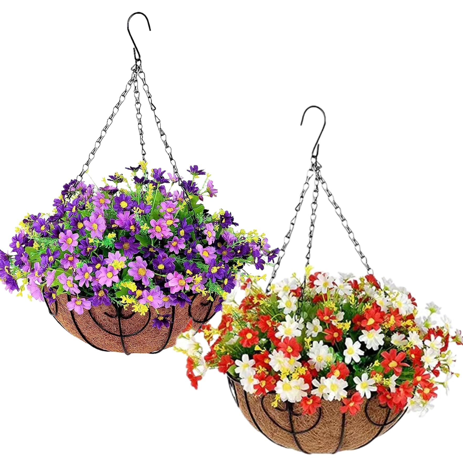 Fleurs artificielles suspendues résistantes UV pour panier extérieur
