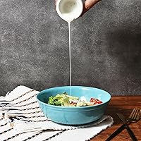 Vista 4 de TP Juego de 4 cuencos de comida de 7 pulgadas, servicio para 4, cuencos grandes de melamina de 28 onzas para pasta, cuencos de servir duraderos