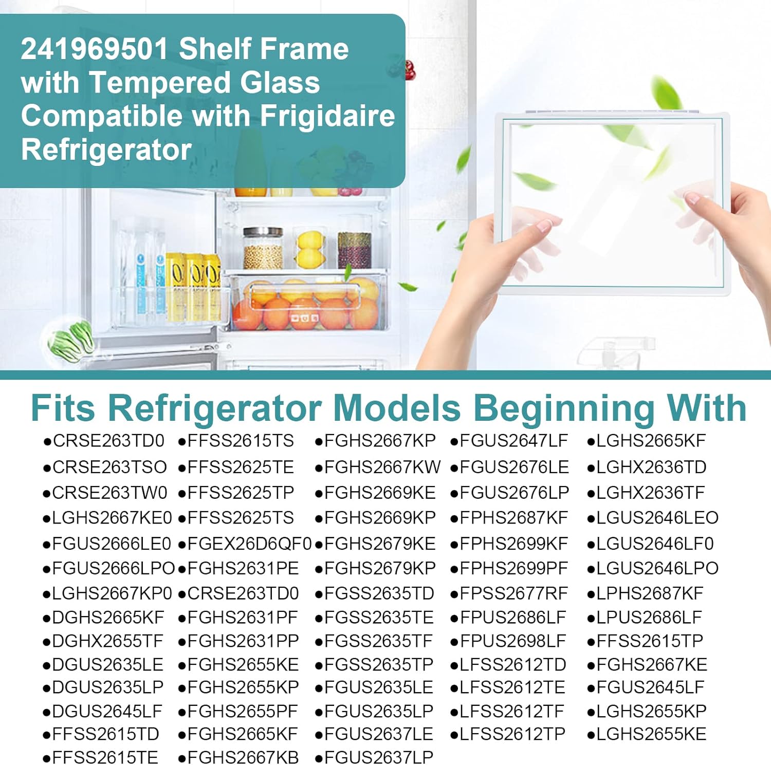 241969501 Refrigerator Shelf Frame, Refrigerator Deli Drawer Cover Contain 240443384 Glass, Replaces AP4433007, 1512992, PS2363832, EA2363832，AH2363832