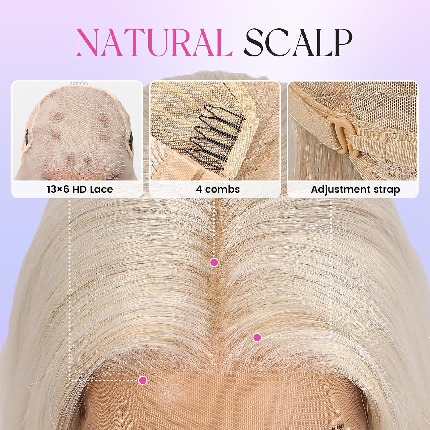 testar 13×6 Lace Front Long Straight Platinum Blonde Wigs for Women Synthetic Layered Heat Resistant Fiber Glueless Wig 22 Inch for Daily Use